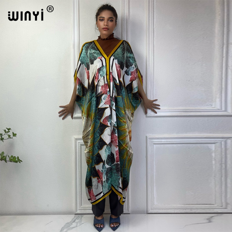 WINYI Summer african V-neck dr - Robe Silk Women ulasan dan harga
