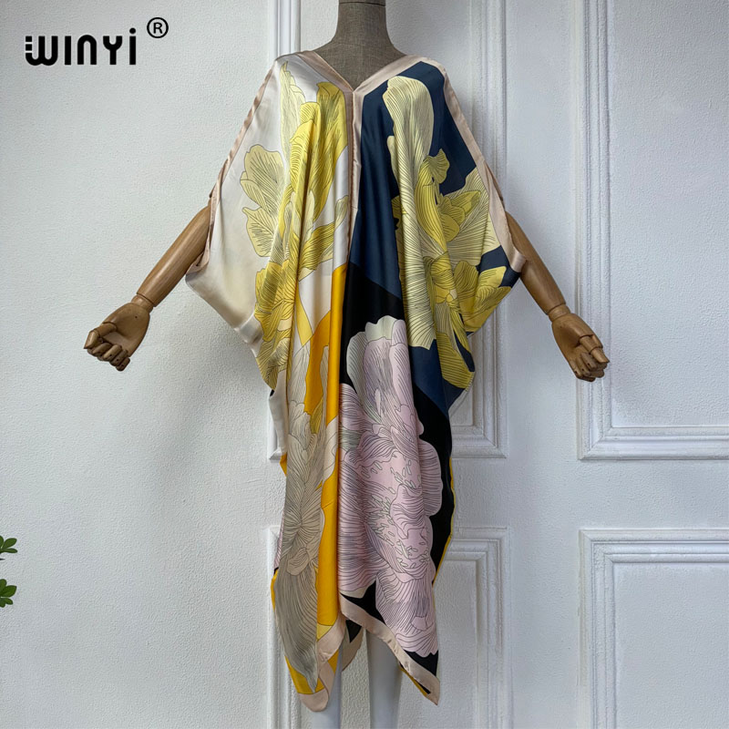 WINYI Summer african V-neck dr - Robe Silk Women ulasan dan harga