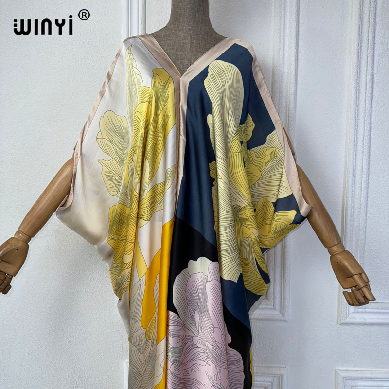 WINYI Summer african V-neck dr - Robe Silk Women ulasan dan harga