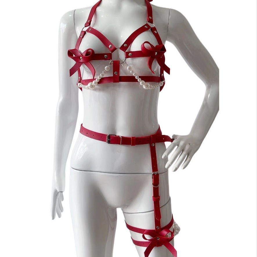 Sexy Leather Harness Women Set - Garter Belt Set ulasan dan harga
