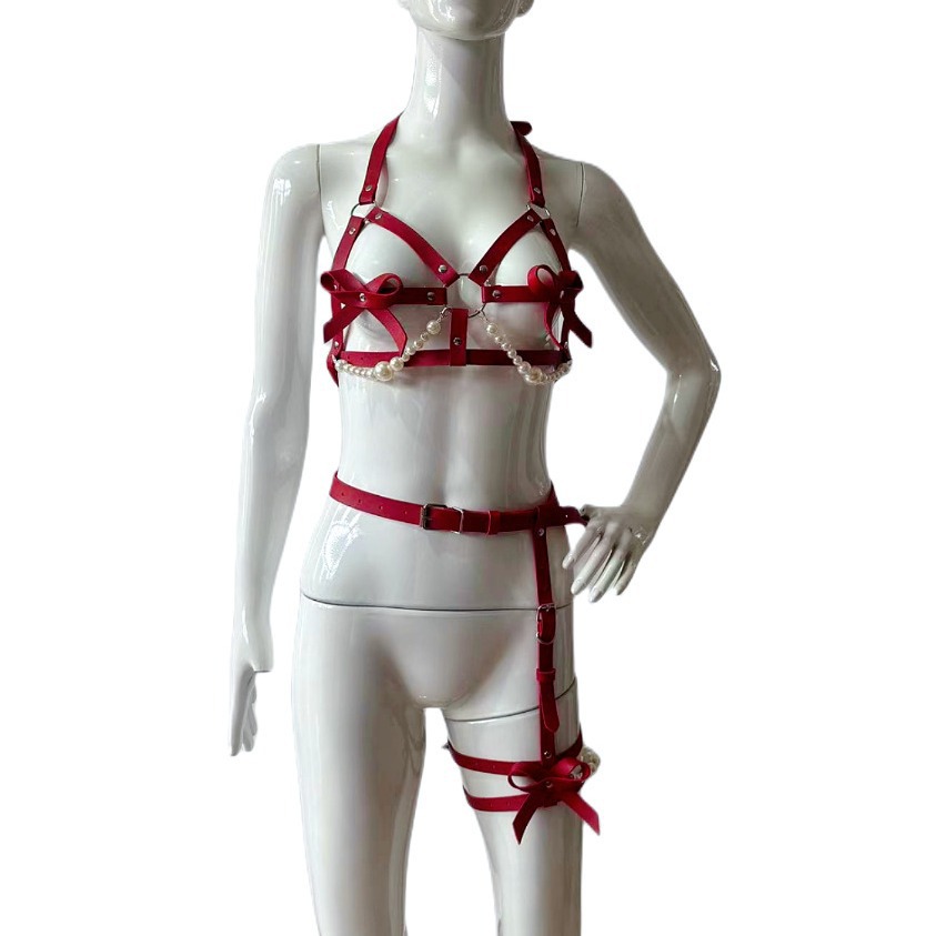 Sexy Leather Harness Women Set - Garter Belt Set ulasan dan harga
