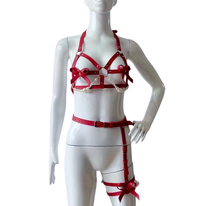 Sexy Leather Harness Women Set - Garter Belt Set ulasan dan harga