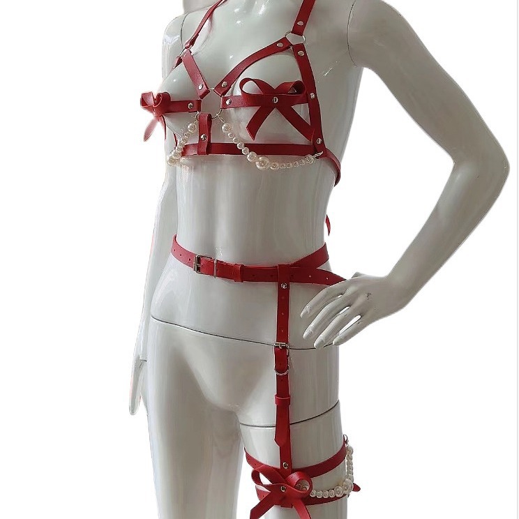 Sexy Leather Harness Women Set - Garter Belt Set ulasan dan harga