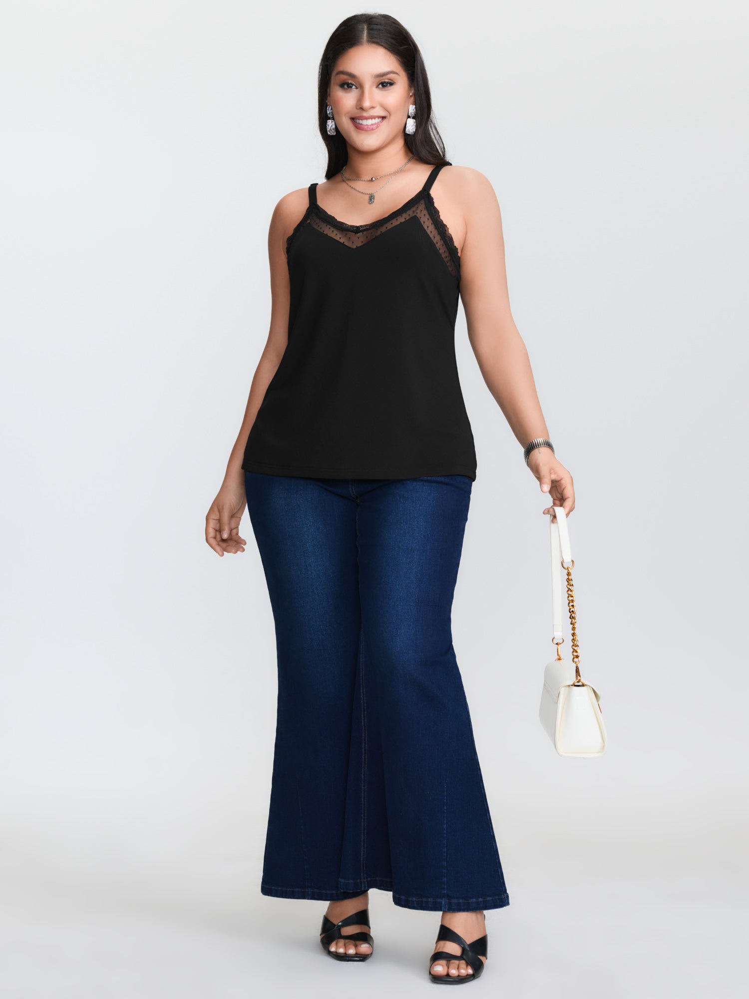 Plus‑size Black Knitted Camiso - Cami Top Lace ulasan dan harga