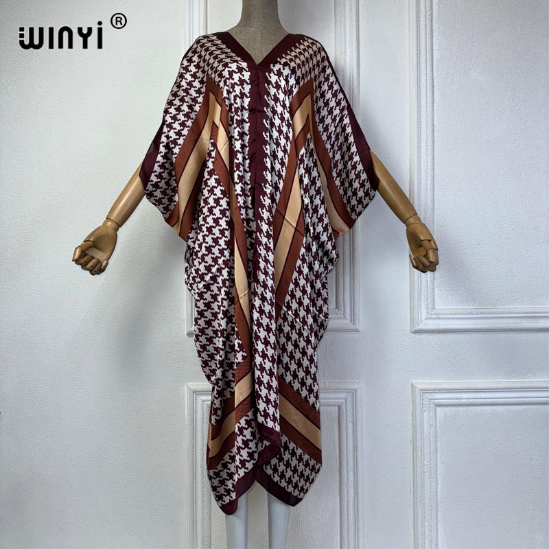 WINYI Summer african V-neck dr - Robe Silk Women ulasan dan harga