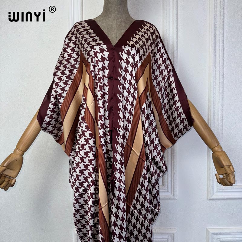 WINYI Summer african V-neck dr - Robe Silk Women ulasan dan harga