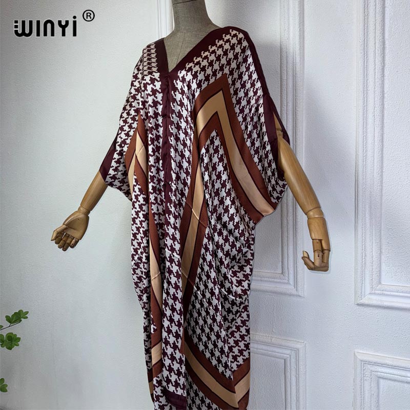 WINYI Summer african V-neck dr - Robe Silk Women ulasan dan harga